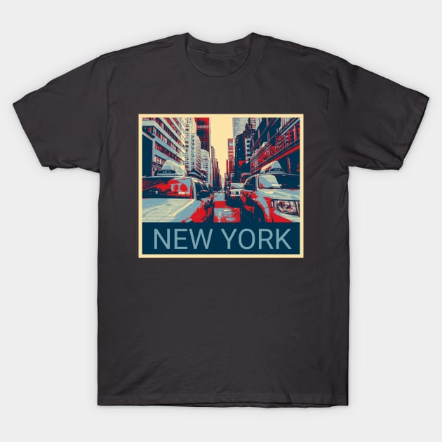 New York in Shepard Fairey style T-Shirt by Montanescu